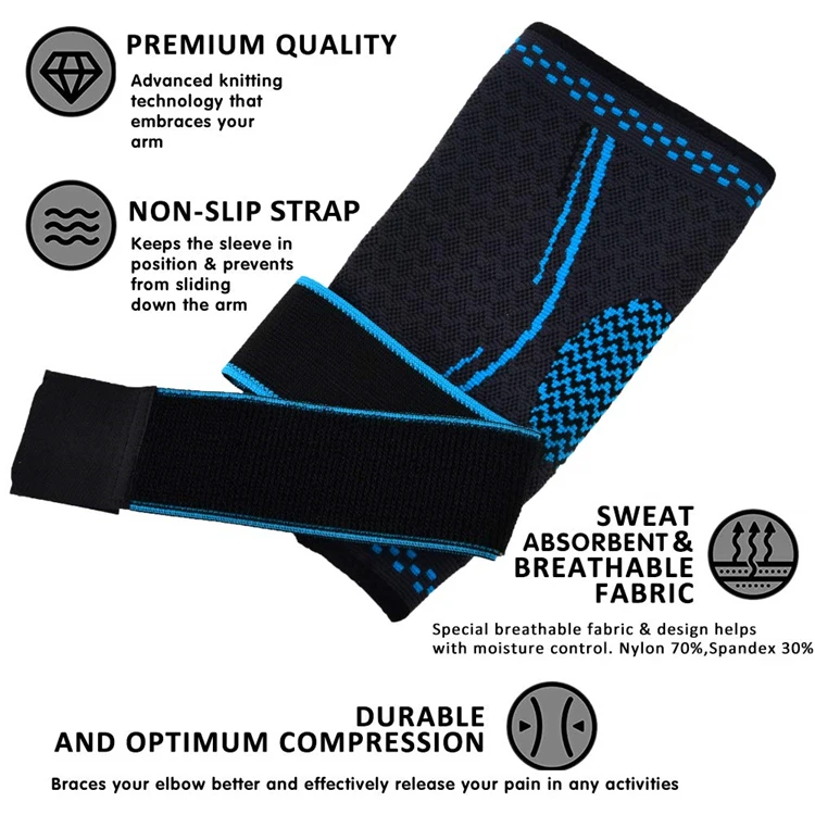 Adjustable Strapping Elbow Brace Elastic Elbow Support Breathable Arm Sleeve For Tennis Basketball