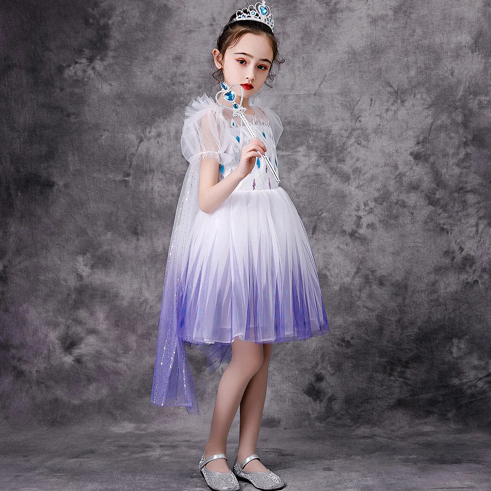 تأثيري حزب اللباس الأميرة إلسا آنا فساتين راقية زي هالوين الأميرة الجنية الاطفال فستان بتصميم 