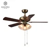 Suspension Antique Brass AC Motor Pull Type E27 LED Pendant Ceiling Fan