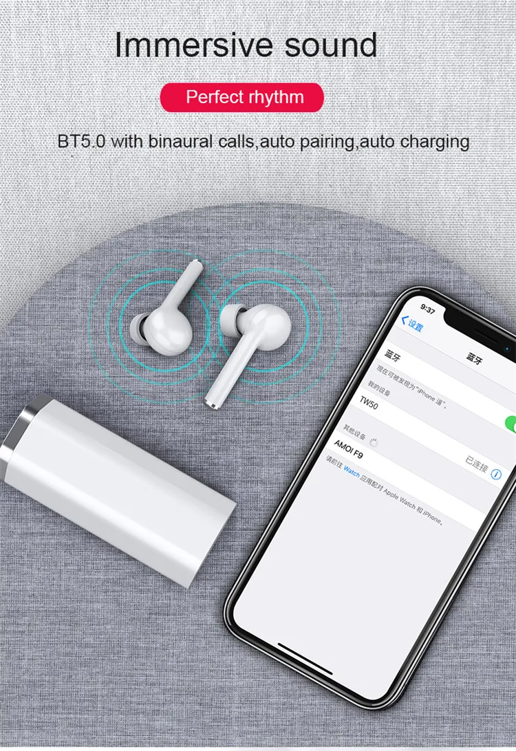 New coming comfortable wearing wireless gaming earphones TW50 BT5.0 mobile phone headphone - ANKUX.COM