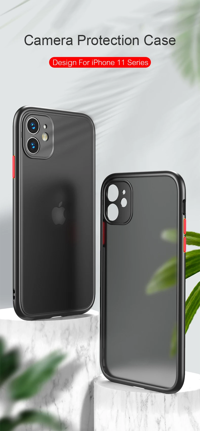 Translucent matte case with soft edges shockproof back cover bumper case for iphone 11 pro max xr x 8 7 plus