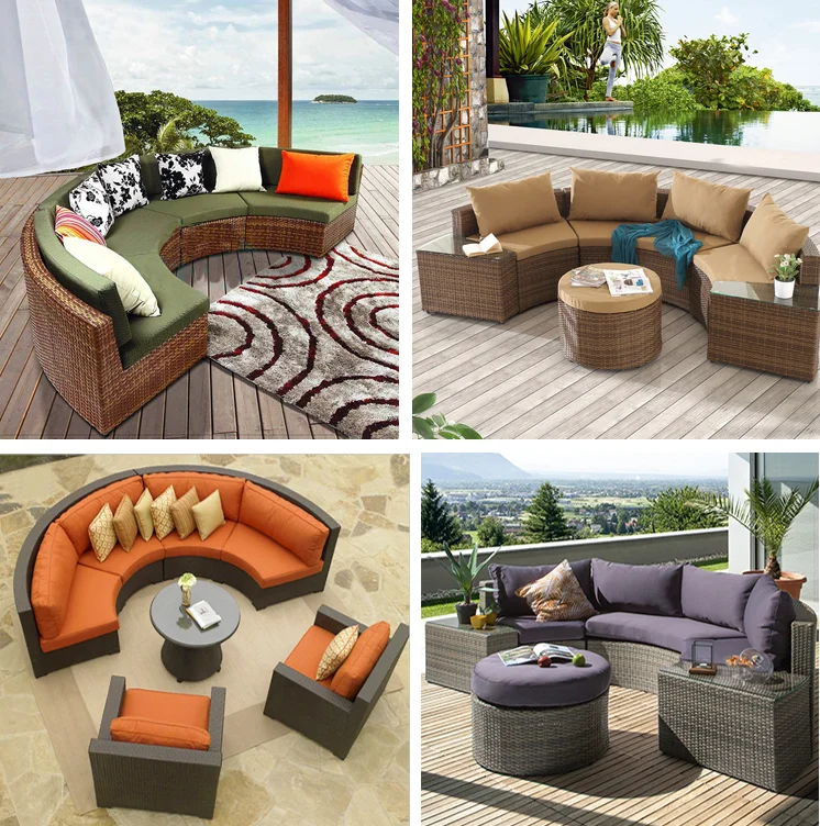 2019 New Design Patio Wicker Garden Furniture Sofa Bed Double Deck Bed Rattan Outdoor Furniture