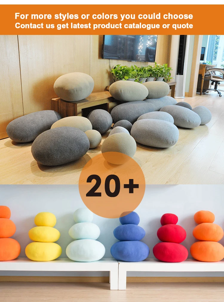 High Quality Velvet Cushions Mix Sizes Pebble Pillows Light Gray
