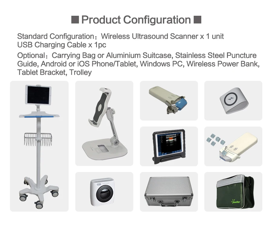 Sonostar Wireless 3 In 1 Pocket Ultrasound Cardiac Ultrasound Color Doppler Phased Array Probe