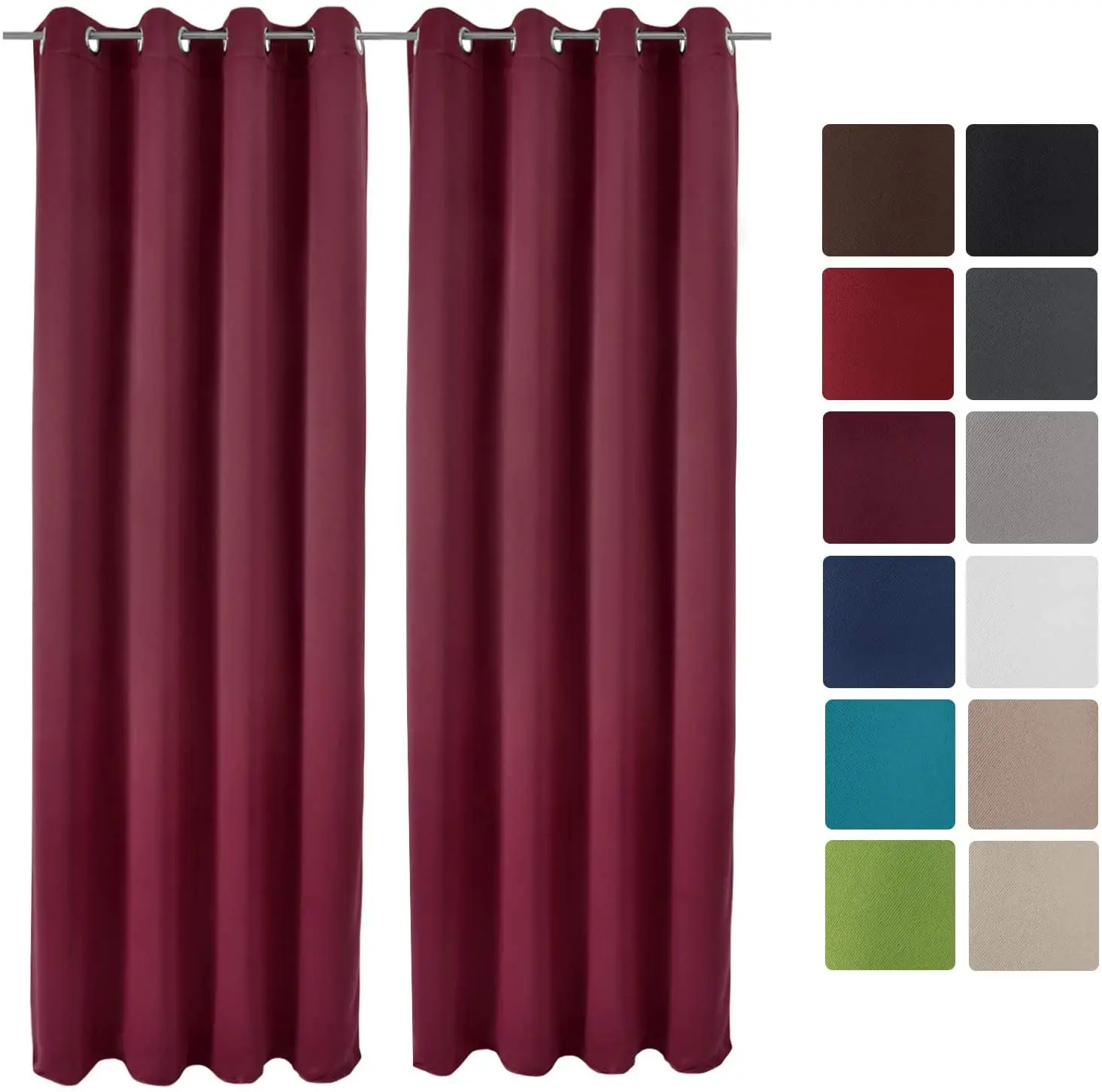 100%  Polyester Blackout Curtain with Grommet Curtains for Bedroom Living Room Meeting Room Hotel