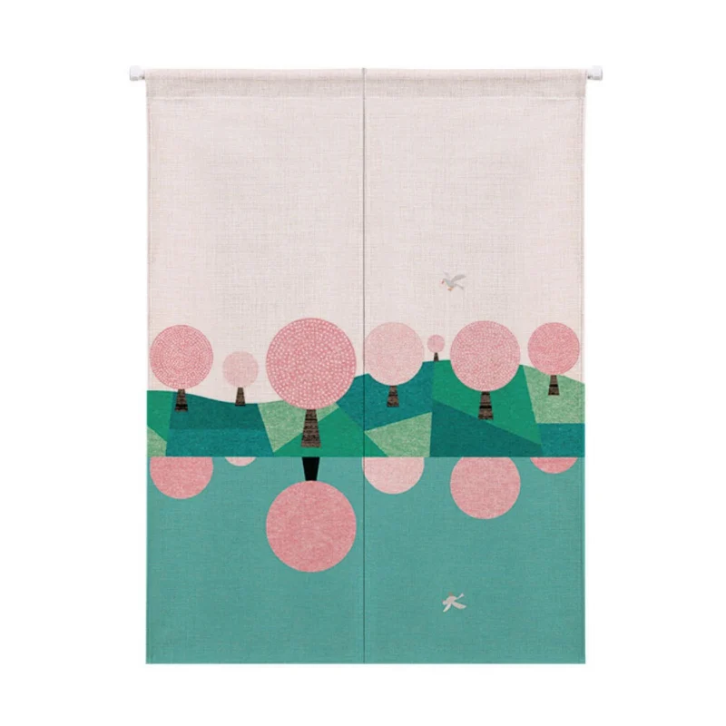 Japanese Noren Cotton Linen Printed Decor Doorway Curtain Wall Hanging Tapestry Screens & Room Dividers