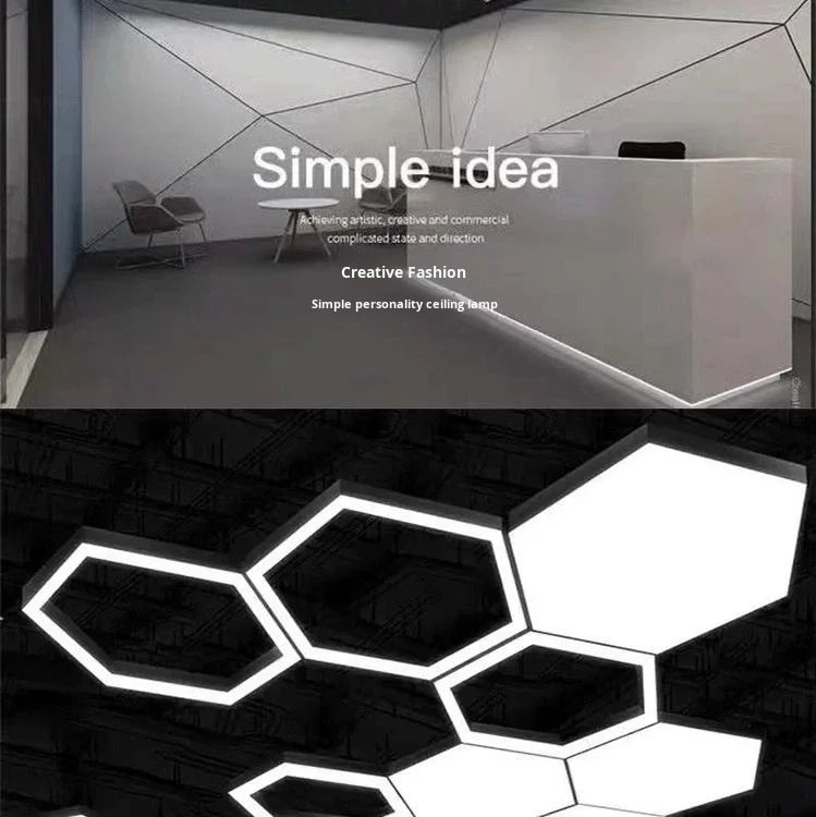 product billiard hall atmosphere light hexagonal logo pattern decorative pendant light gym internet cafe barber shop supermarket light-1