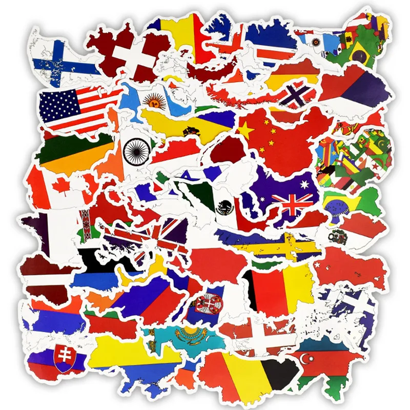 50pcs World Country Map Waterproof Graffiti Stickers