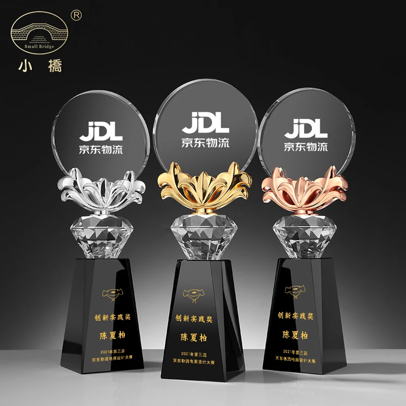 Wholesale Custom Logo Crystal Trophy Cup New Style Sports Plaque Award for Company Anniversary Events UV printed Metal factory