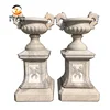 100% Hand carved yellow granite and red stone flower pot for sale