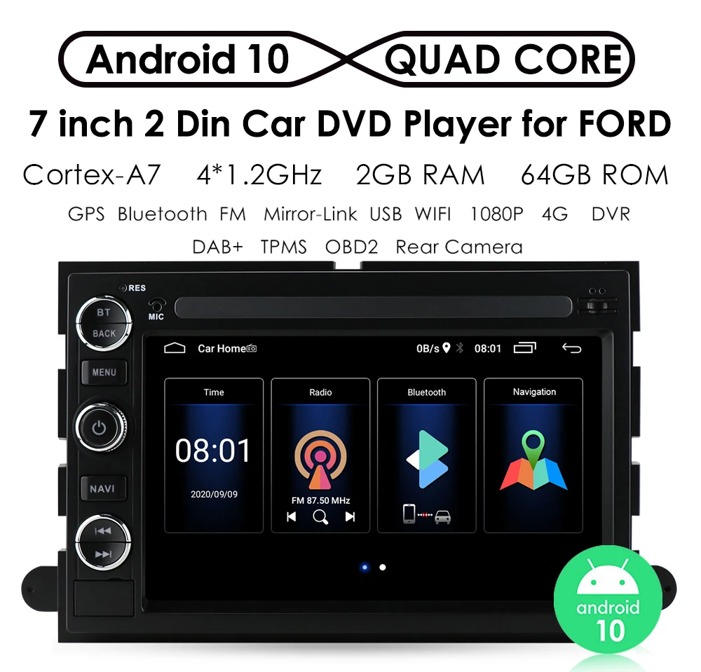 For Ford F-350/450 Super Duty Double 2Din 7" Stereo Car MP5 Mirrorlink-GPS Navi
