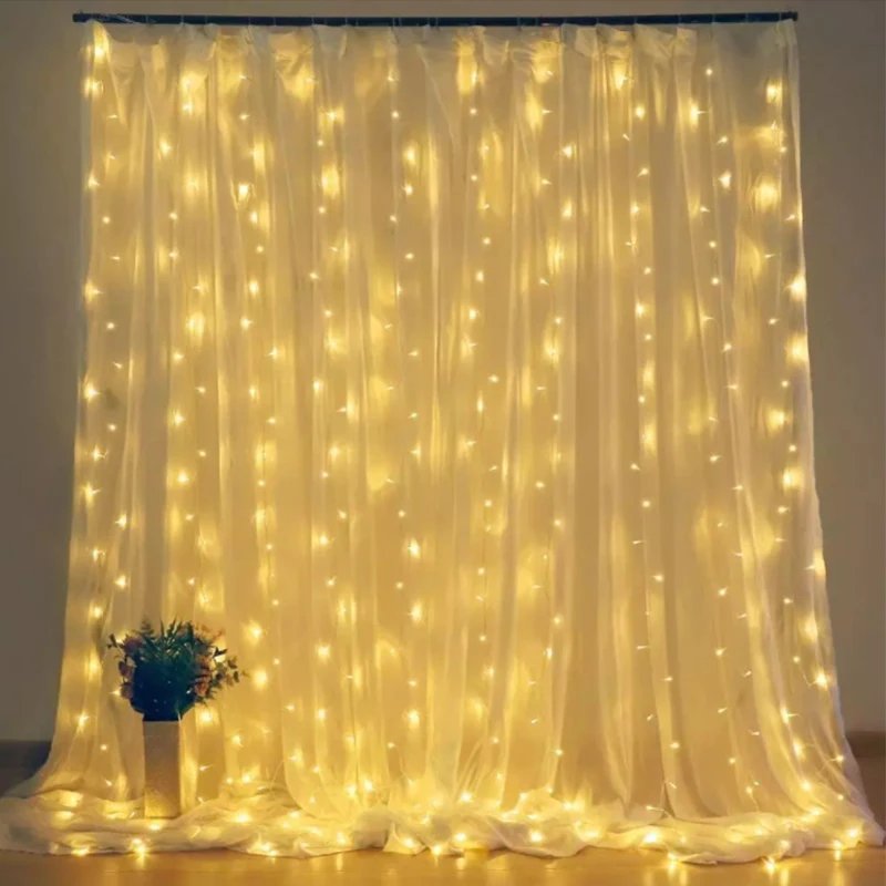 Amazon hot sales 3m*1m 3m*3m 4m*0.6m RGBW  Garland Party Wedding Holiday Christmas Festival fairy Led Curtain String Lights