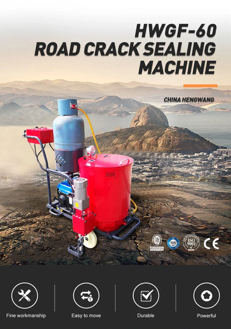 Propelled Road Crack Sealing Machine With Asphalt Melter Kettle For