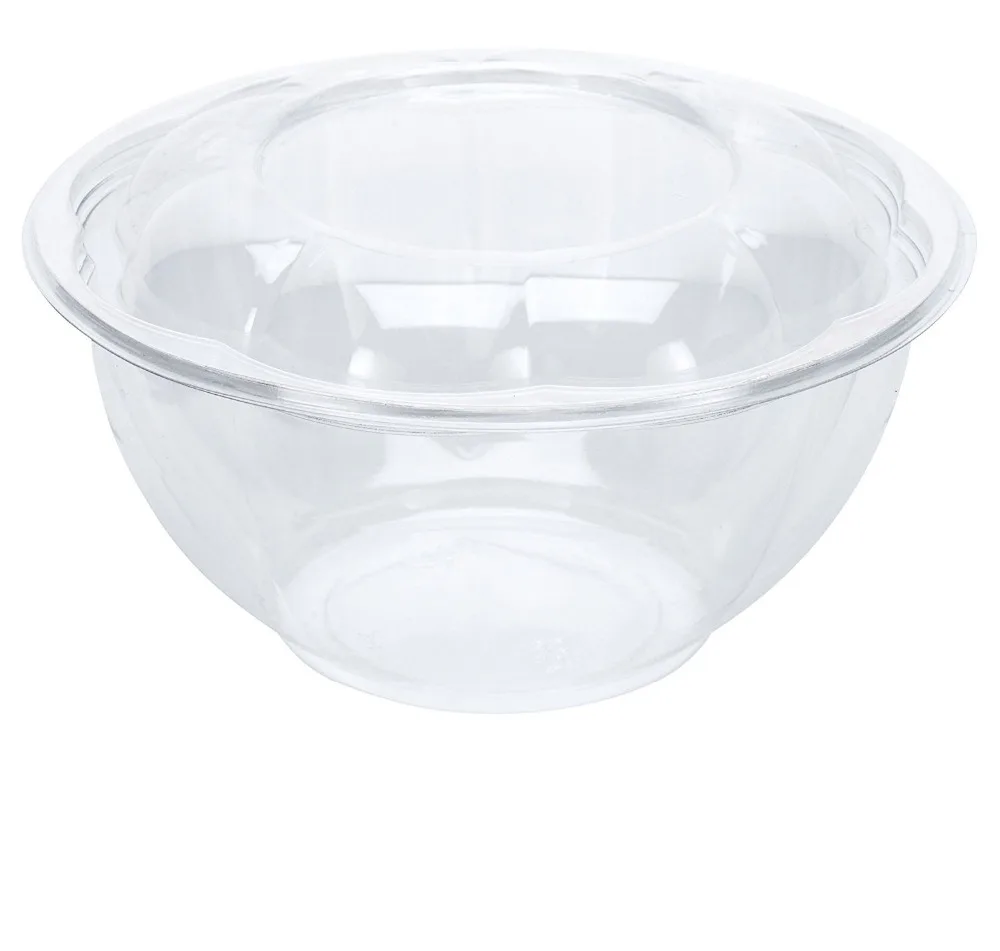 32oz Clear Plastic Disposable Salad Bowls with Lids Standard Size, View
