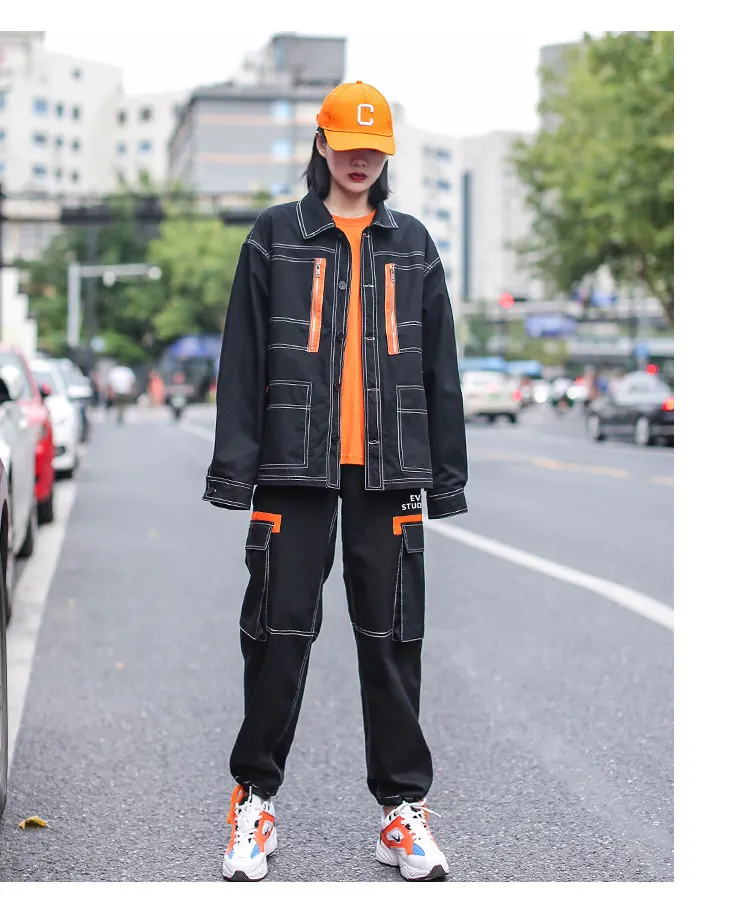 Casual Boyfriend Oversized Streetwear Unisex Black Ladies Plus Size Women Denim Jacket - Buy 