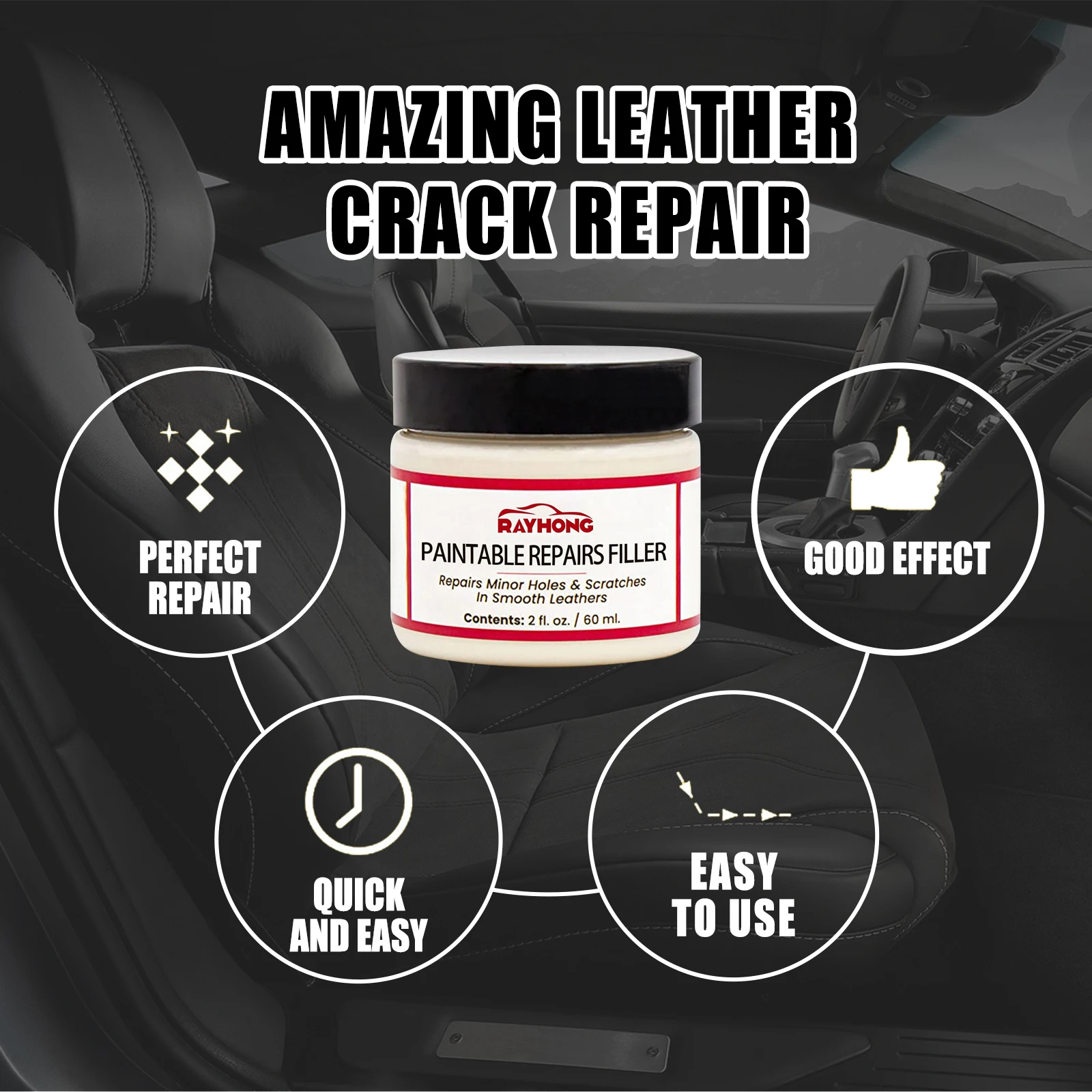Rayhong Oily Leather Glue Crack Repair Car Seat Gap Filler Leather