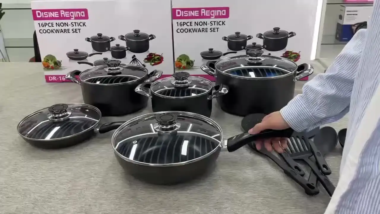 Coating Cooking Surface 16 PiecesSoup Milk Cooking Pot Set New