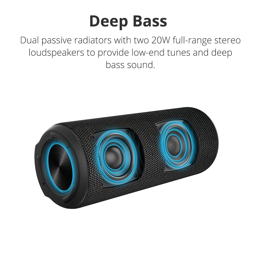 BT Speaker 40W Portable Speaker Deep Bass Soundbar with IPX6 Waterproof, Power Bank Function SoundPulse Tronsmart T6 Plus - ANKUX.COM