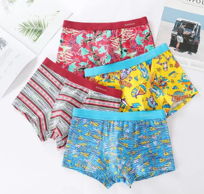 4 Pairs Of Men's Underwear Boxed Boxershorts Seamless Combed Cotton Men ...