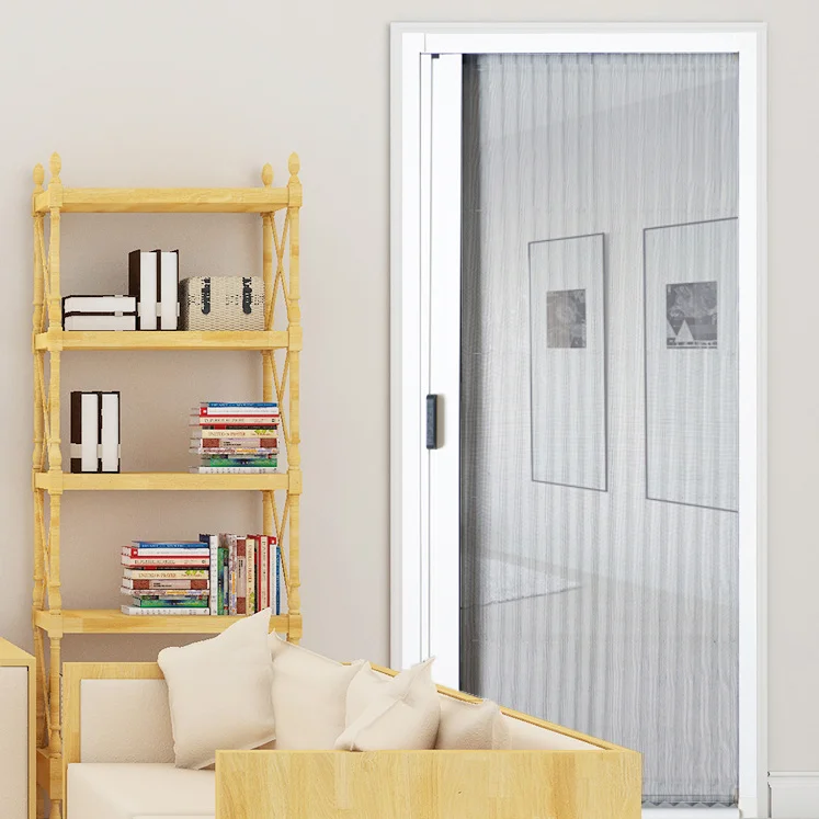 Aluminum Frame Fiberglass Screen Trackless Retractable Screen Door