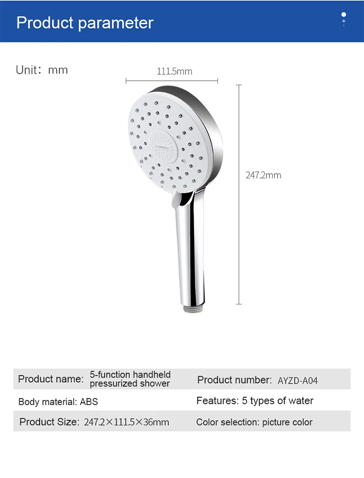 Handheld Showers High Pressure Water Saving Shower Heads with Adjustable 5 Mode Function Spray