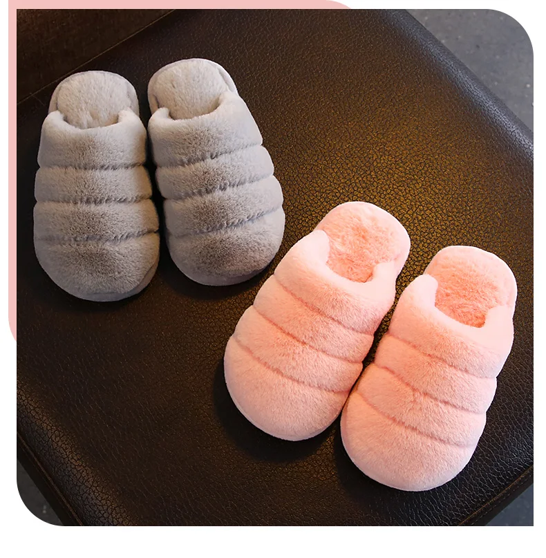 
children little girls anti-slip cartoon autumn winter plush warm indoor floor slipper kids home shoes 