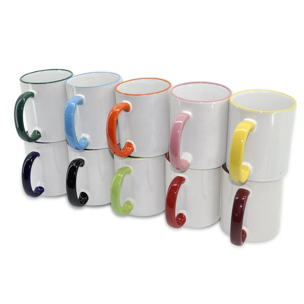 11oz Sublimation Blank Rim Color Mug With Round Color Handle for Promotion  Gifts| Alibaba.com