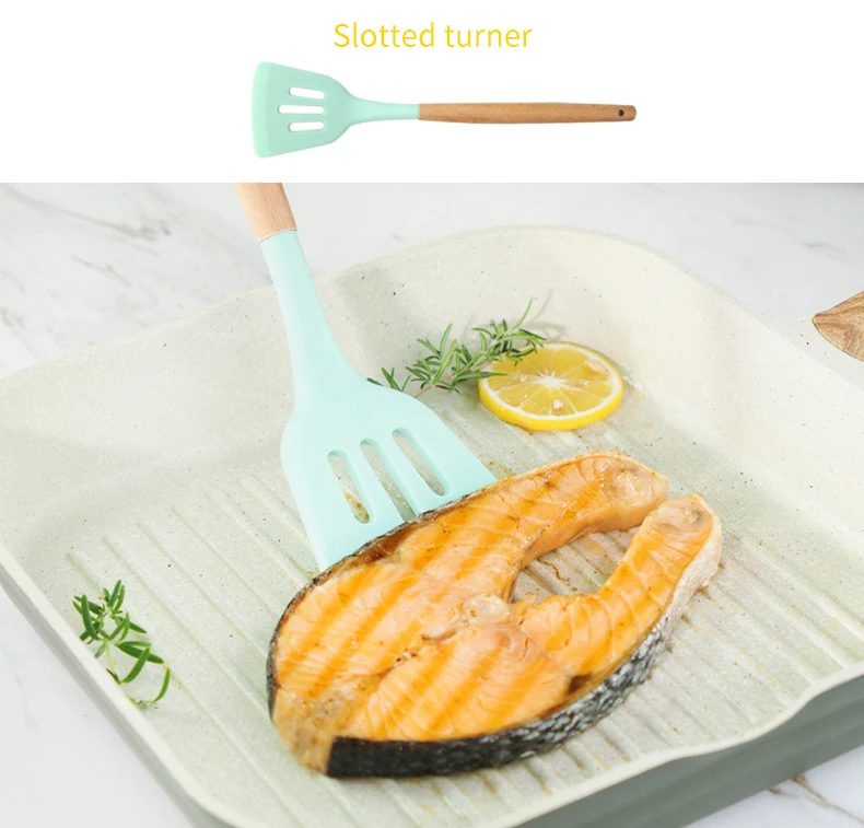 Kitchen Cooking Utensils Set Wooden Handle Turners Pancake Shovel Pot