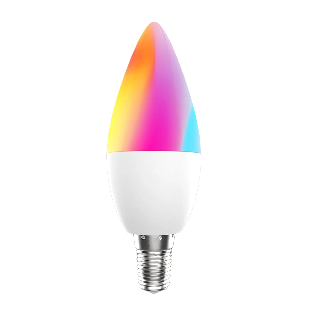 Smart WiFi LED Light Bulbs Compatible with Alexa and Google Home (No Hub Required) RGBCW Multi-Color 5W C37 Color Changing Bulb