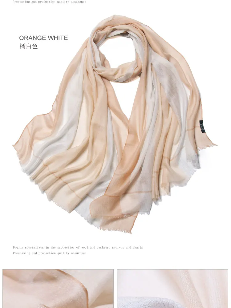 Multi-color custom Fashion beach Gradient scarf 100%cashmere Scarf