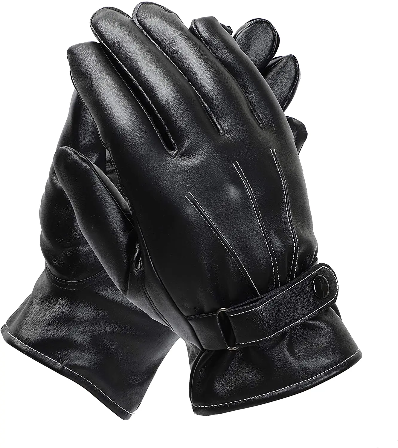 流行时尚黑色耐用皮革驾驶手套男士驾驶手套皮革户外防水皮革手套驾驶