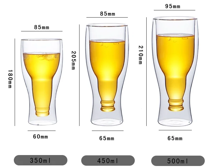 High Quality Double Wall Beer Bottle Shape Glass Beer Cup Buy