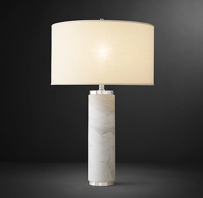American simple and light luxury designer creative study model room table lamp white marble living room bedroom bedside lamp