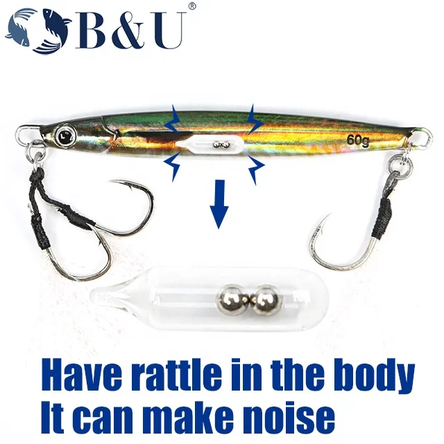 B&u 3d Print Metal Cast Jig Spoon Rattle Uv Shore Casting Jigging Fish