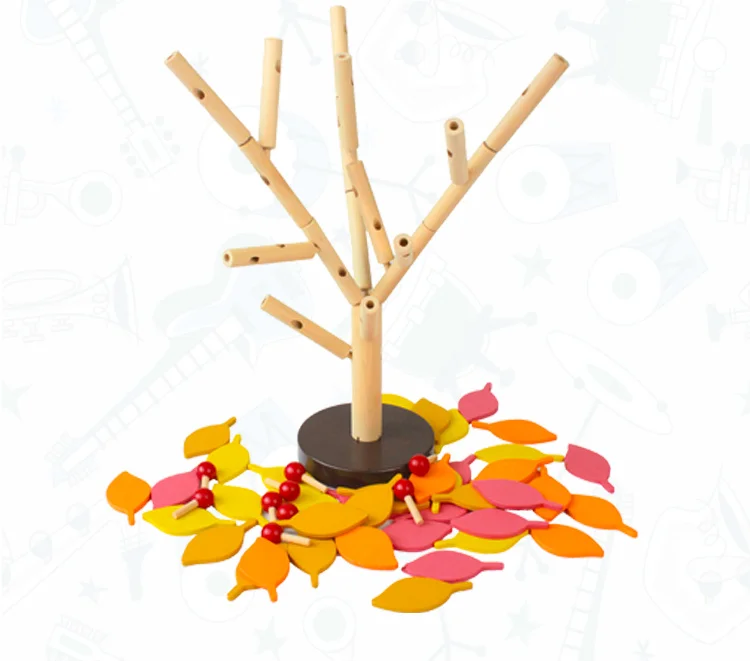 Exercise children's hands-on ability apple tree Educational toys Montessori Wooden toys for kids
