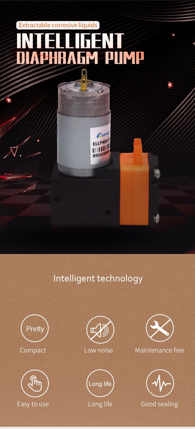 Kamoer Ellp400 Mini 12v Brushed Motor Diaphragm Pump Liquid Transfer