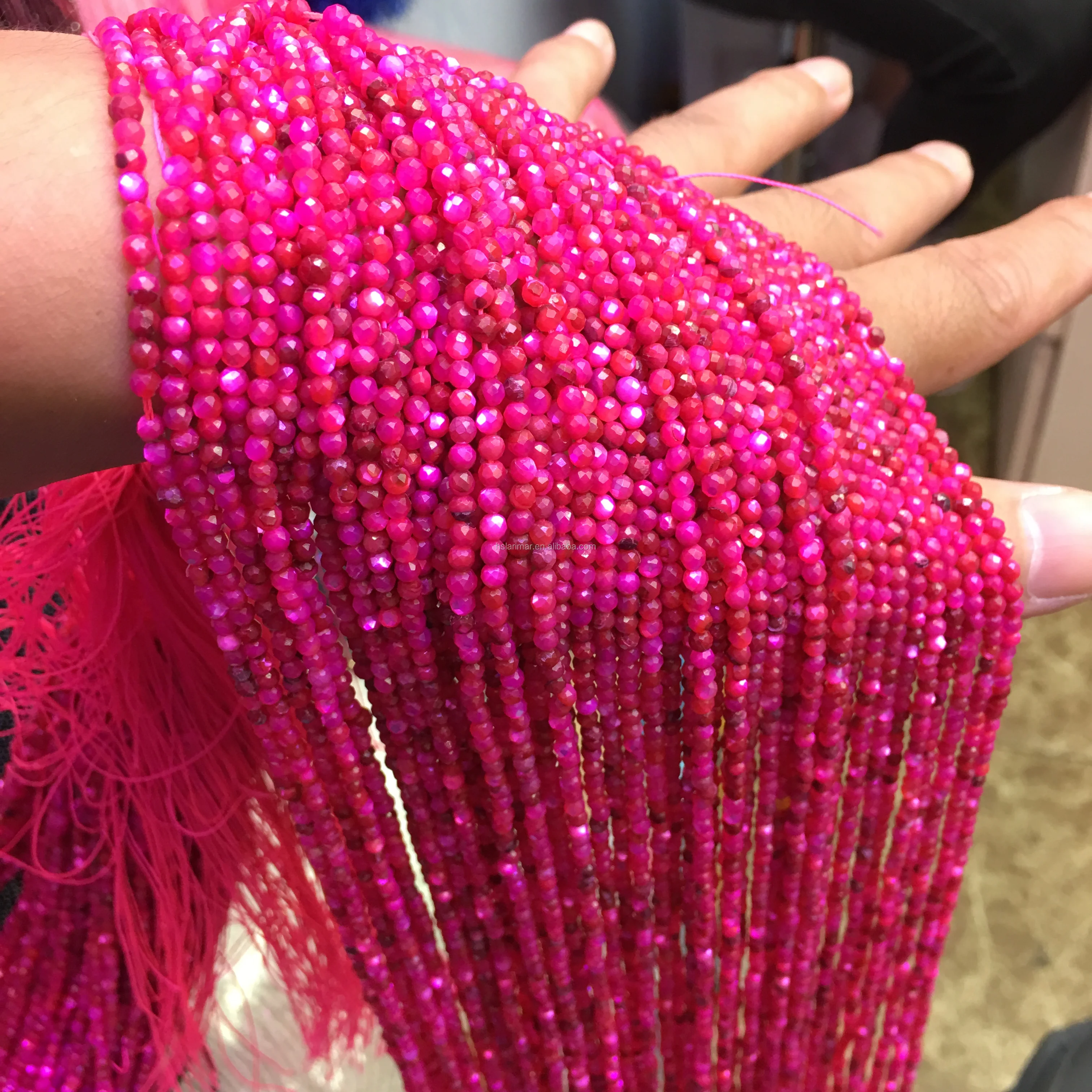 天然热粉红色石英小尺寸刻面圆形松散珠宝石首饰制作和设计 aaa