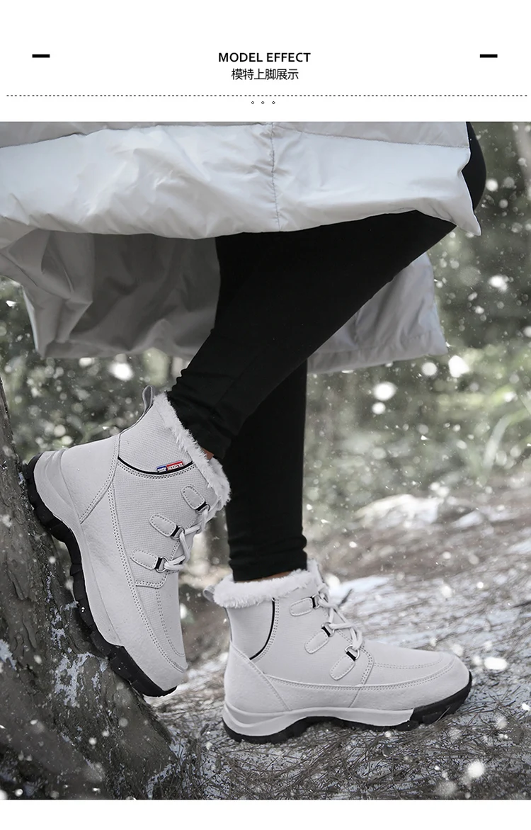 Outdoor Winter Durable Women Snow Boot Warm Mid-Calf Cotton Casual Girl Shoes