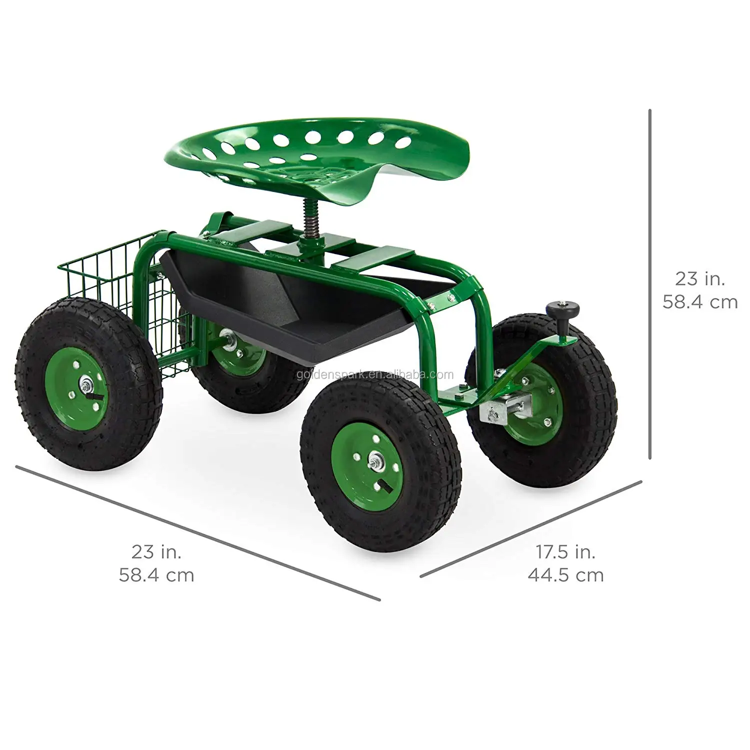 garden cart rolling work seat with wheels tool tray