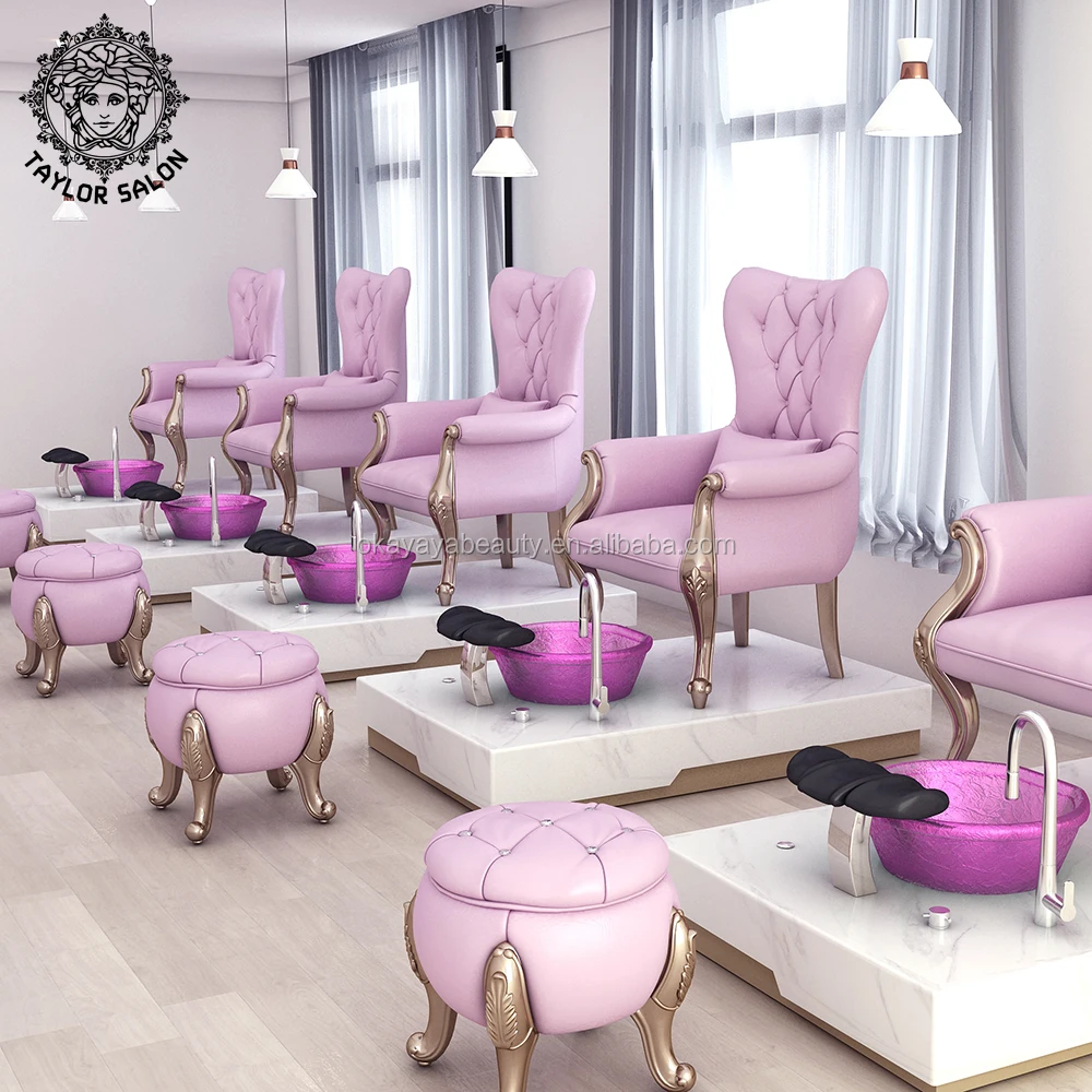 Beauty Salon Furniture Living Room Sofa Pedicure Chairs Pink Salon ...