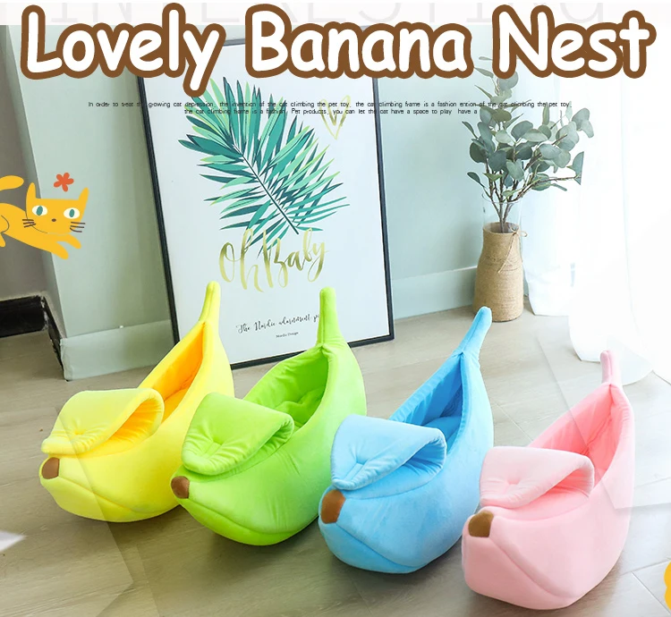 Soft Fleece Banana Small Cat Dog House Cave Nest Bed Dog Pet Cat Bed For Four Seasons