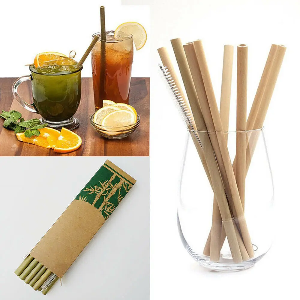 Reusable Organic Natural Custom logo Engraved Bamboo Straws for Party Birthday Wedding Bar Tool Degradable Bamboo Straw