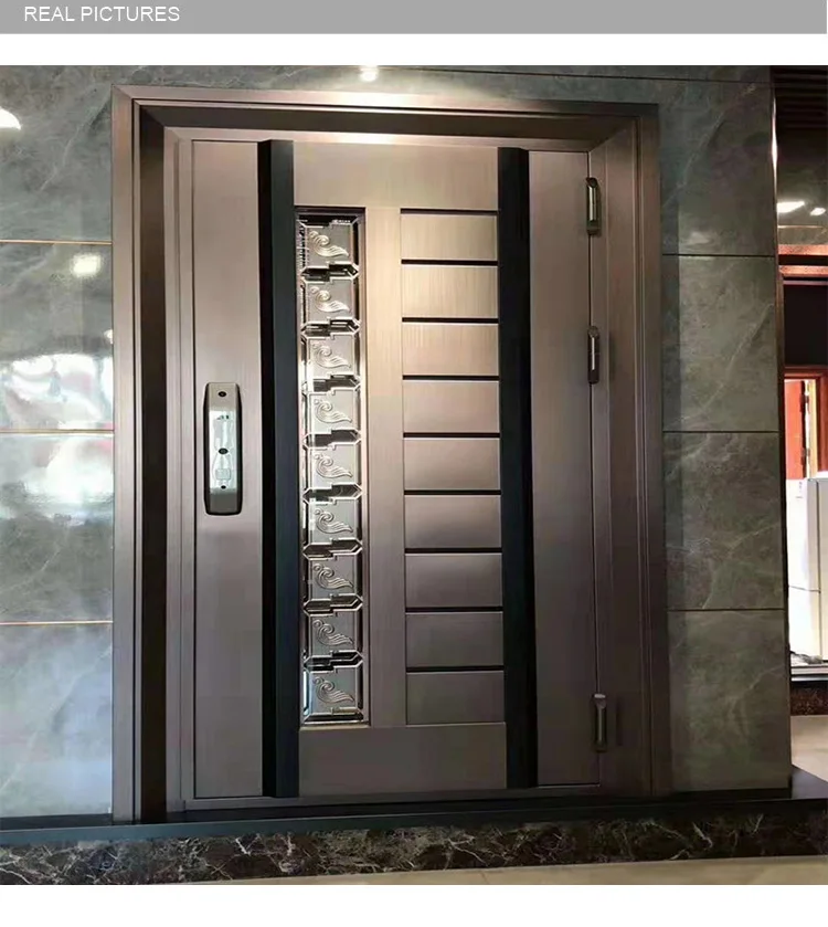 Italian minimalist design security doors stainless steel wooden fire rated steel door for entrance