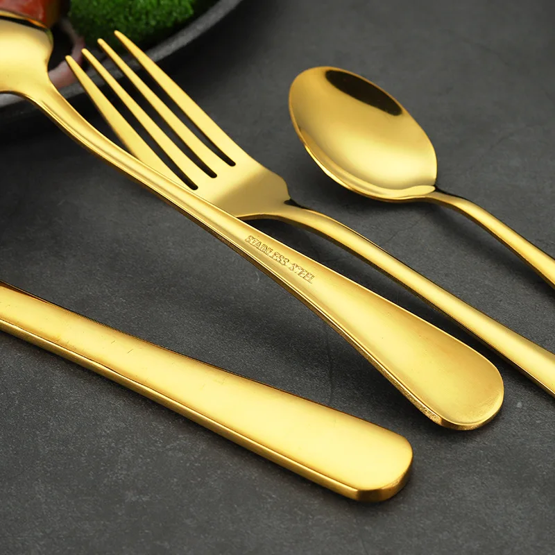 Royal Luxurious 24 Piece Gold Stainless Steel Gold Cutlery Set