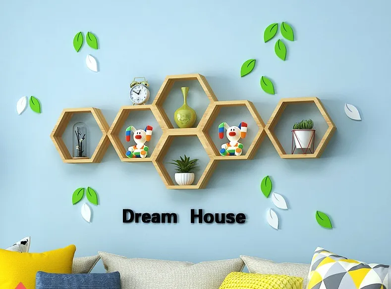 Nordic modern furniture Fixed Wall Floating Wall Mount Commercial Floating Commodity Wooden Wall Shelf