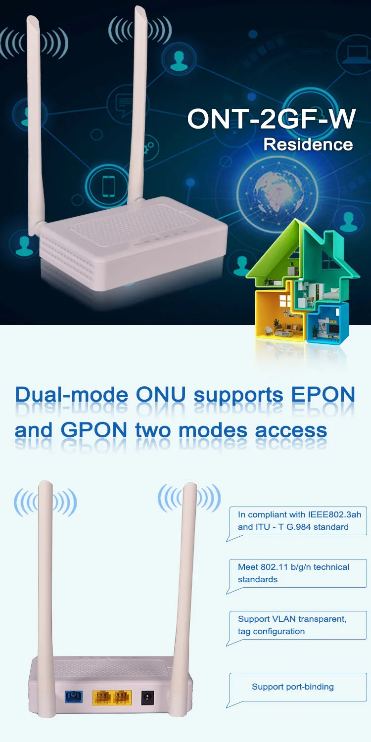 Brasil Gpon FTTH fibra ONU Precio del módem 1GE Wdm Ont WiFi Gpon ONU -  China 1GE+1fe+WiFi Xpon ONU Dual Mode Epon Gpon Ont, de modo Dual Epon Gpon  Ont con función