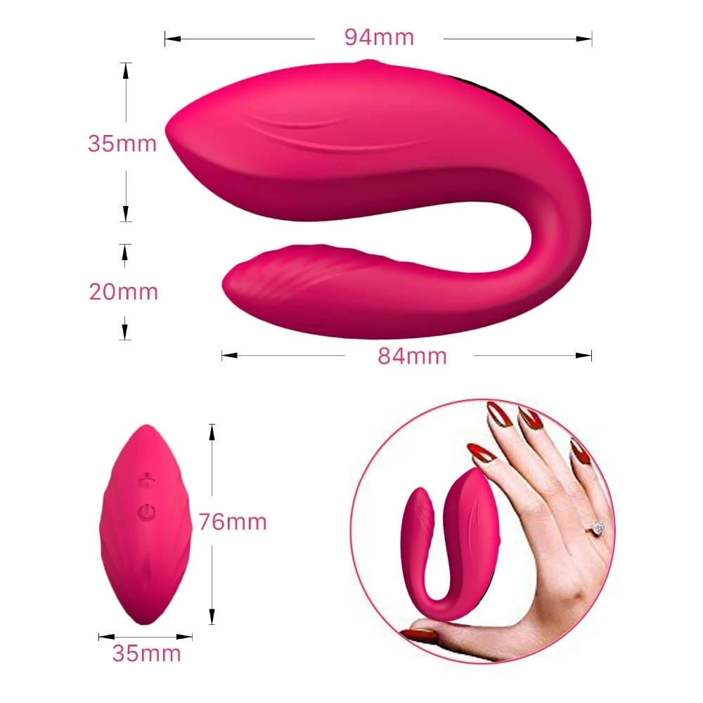 C Shaped Rechargeable Clitoral G Spot Wearable Vibrator With Wireless Remote Control Powerful