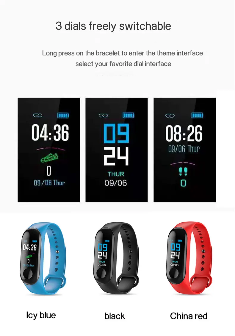 Latest M4 Smart Watch 2019 Sport Bracelet Wristband Waterproof  Low Price Cheap M3 Smart Watch Heart Rate Monitor