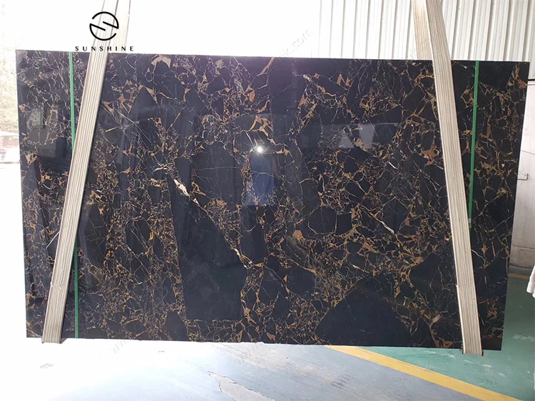 Good Quality Athens Portoro Golden Black Marble Slab Price For Project