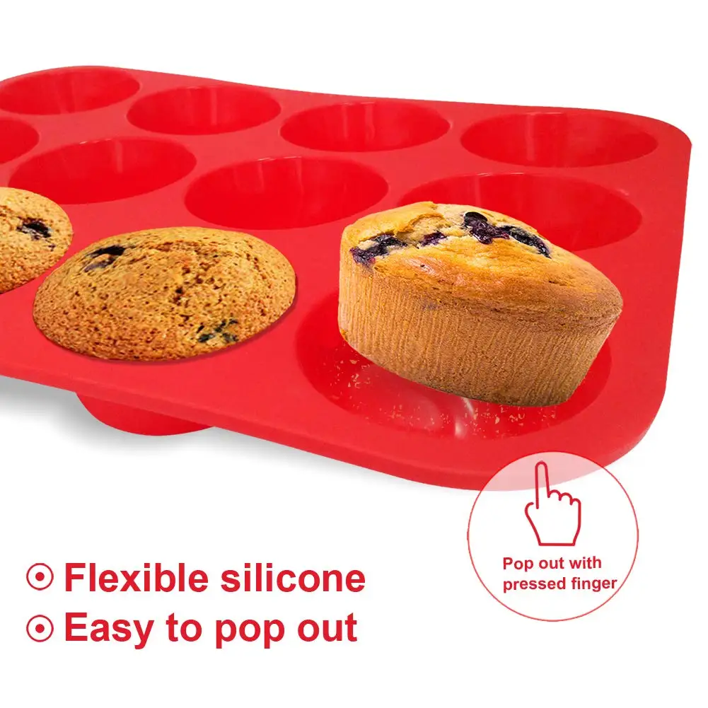 Reusable Silicone Muffin & Cupcake Baking Pan Set (large 12 & Mini 24